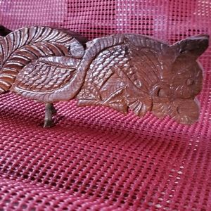 Vintage Dragon Carving Set Fork Knife Made in India Wood Carved Handle